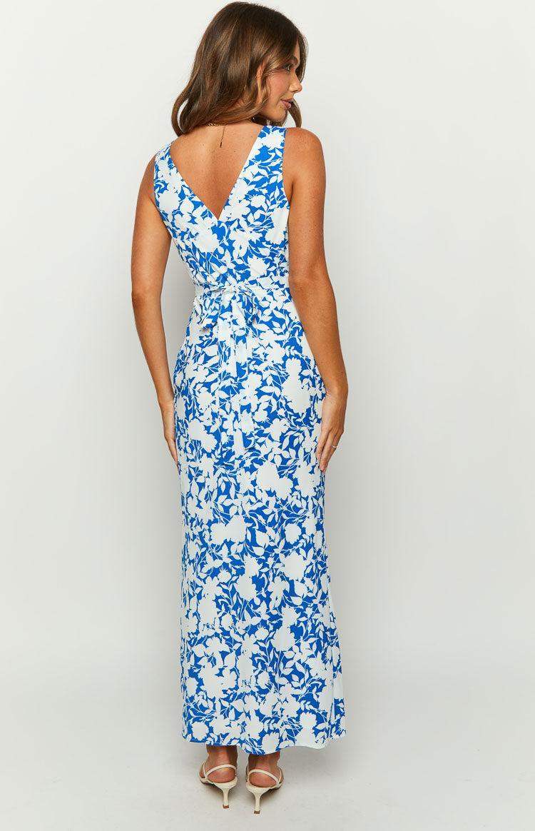 Verlaine Blue Floral Maxi Dress Product Image