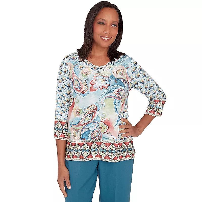 Petite Alfred Dunner Medallion Paisley Top, Womens Product Image