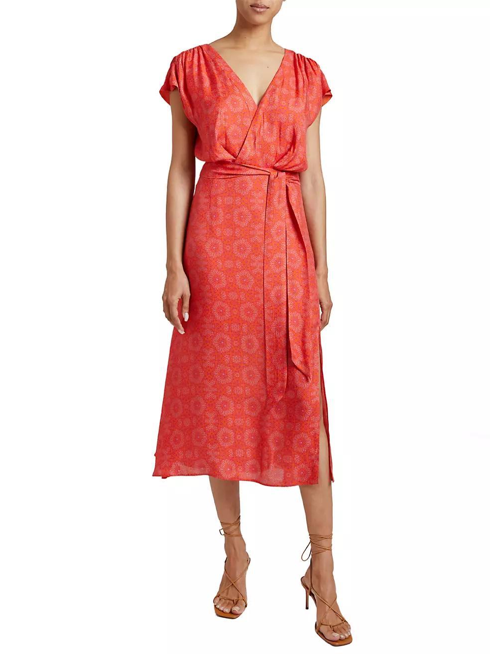 Fara Surplice Floral Midi-Dress Product Image