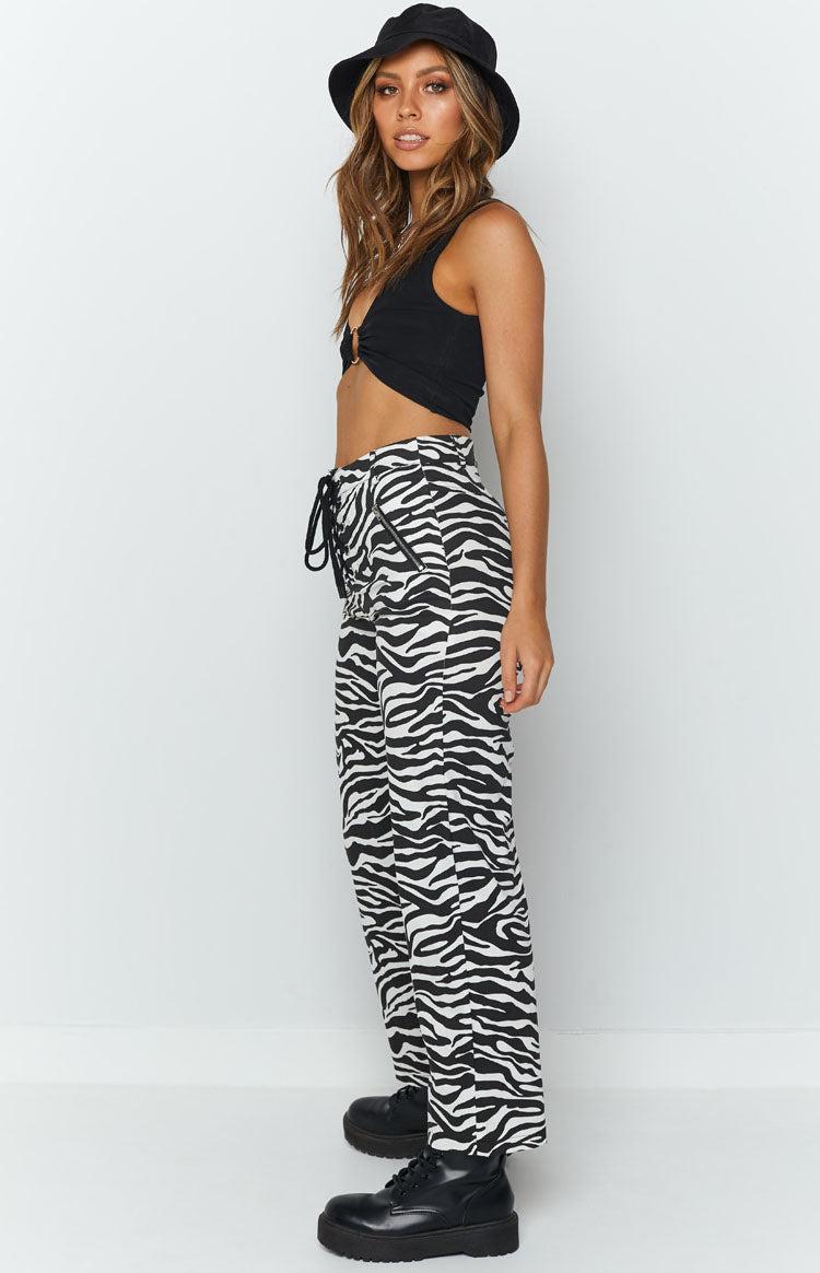 Tiger Lace Up Pants Zebra Product Image