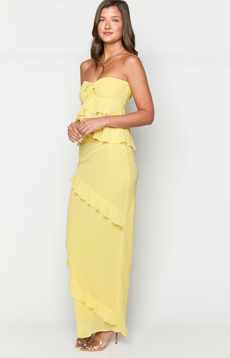 Raleigh Yellow Ruffle Maxi Skirt Product Image