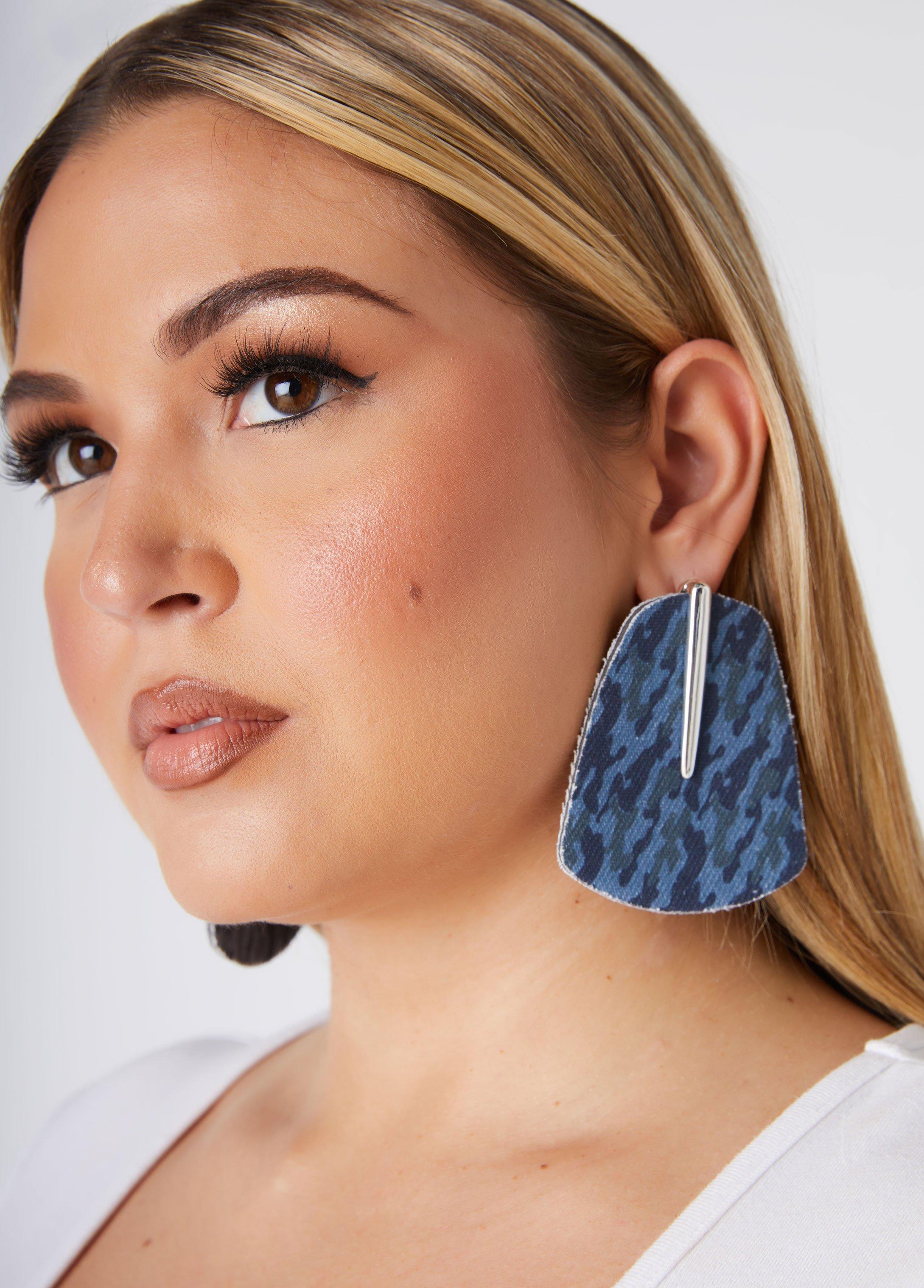 Plus Size Camo Denim Earrings Ashley Stewart Product Image