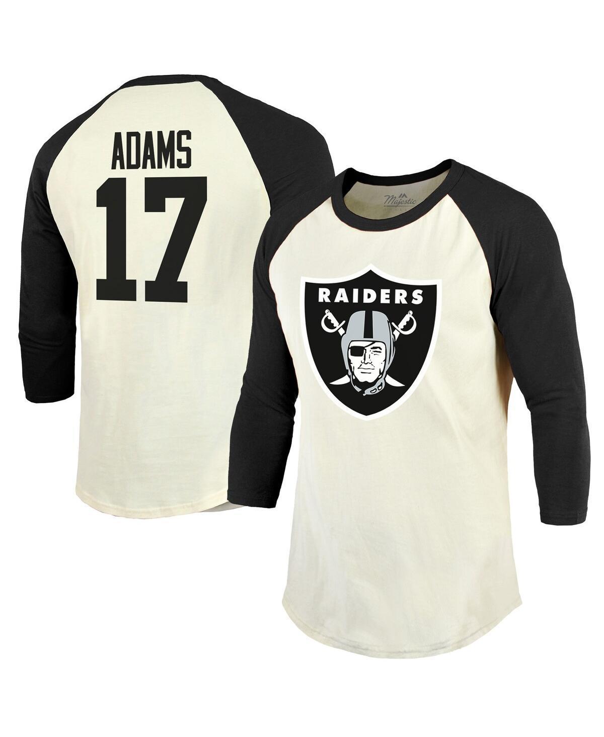 Mens Majestic Threads Davante Adams Cream/Black Las Vegas Raiders Player Name & Number Raglan 3/4-Sleeve T-Shirt Product Image