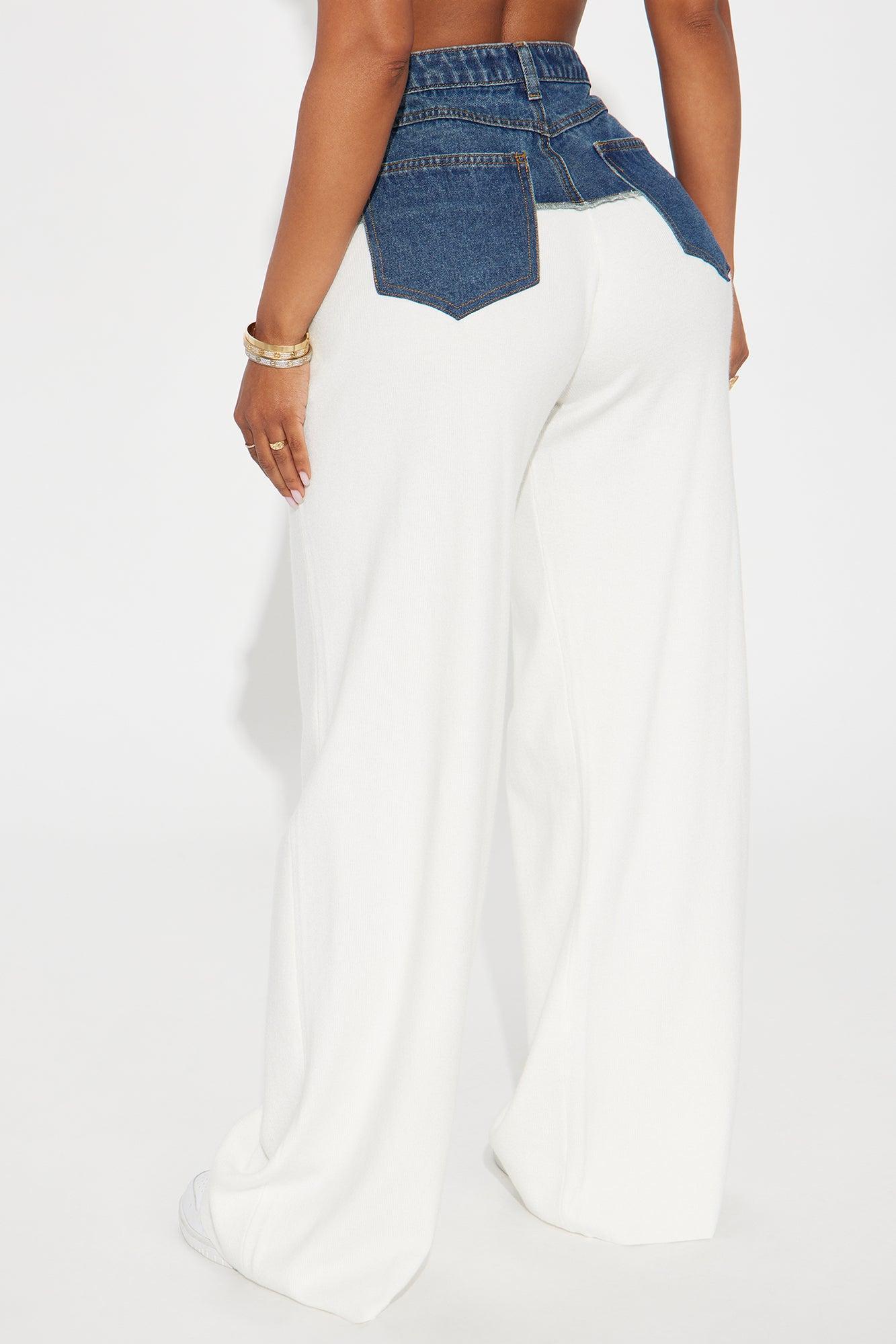 Aniston Contrast Denim Pant - White/combo Product Image