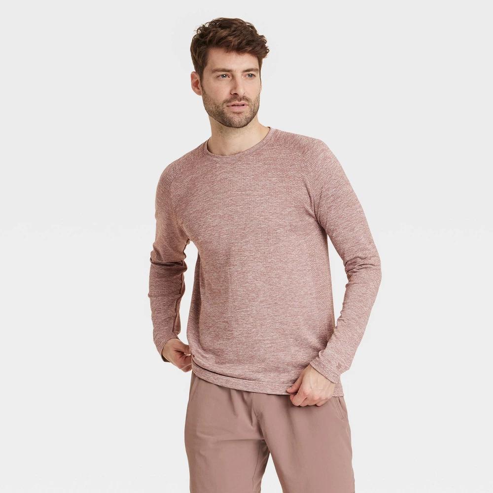 Mens Long Sleeve Seamless T-Shirt - All In Motion Light Mauve L Product Image