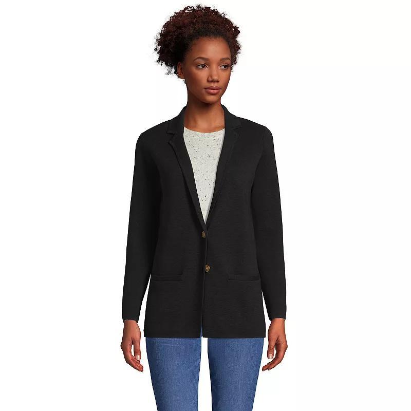 Lands End Womens Fine Gauge Cotton Button Front Blazer Sweater Product Image