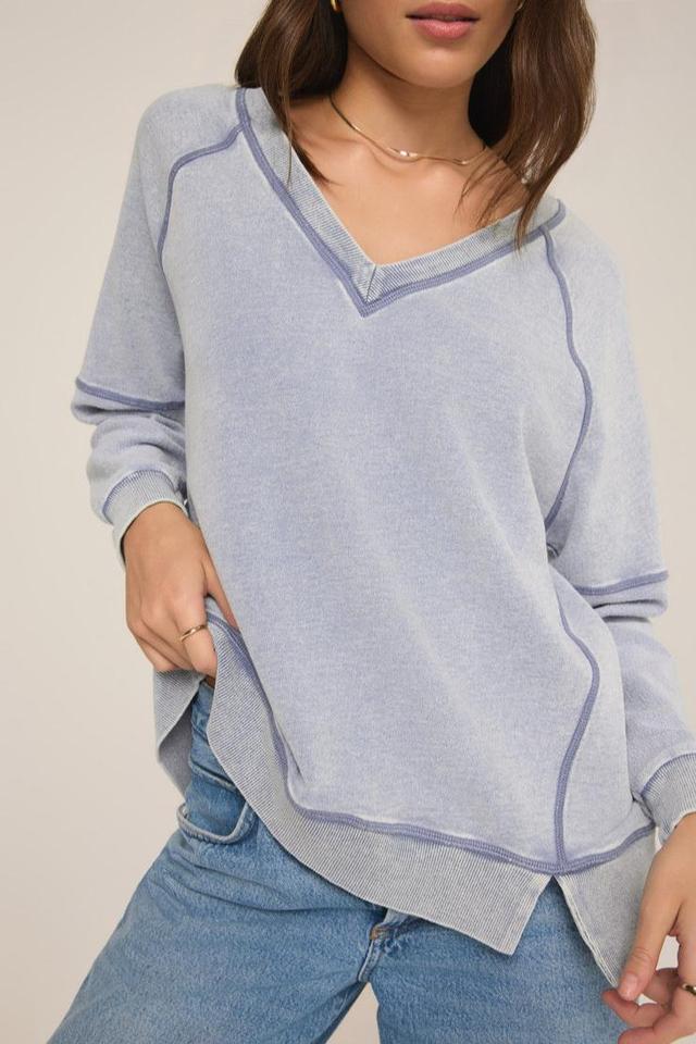 Easy V Knit Denim Sweatshirt Product Image