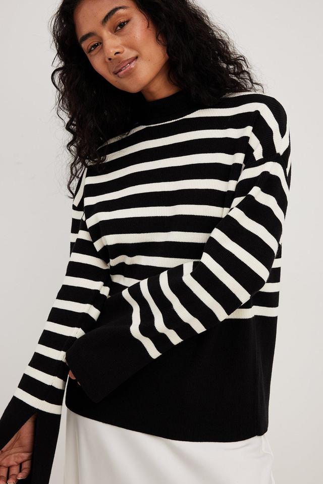 Striped Turtle Neck Knitted Sweater Product Image