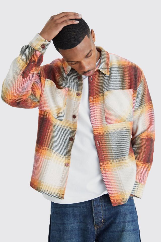 Heavyweight Check Boxy Overshirt | boohooMAN USA Product Image