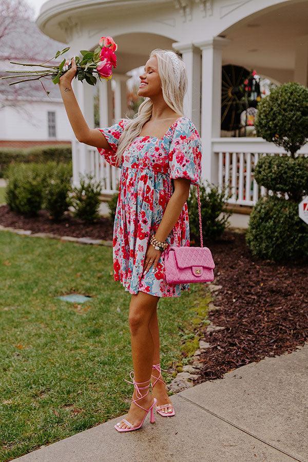 Sprinkle Of Sass Floral Babydoll Dress in Hot Pink Product Image