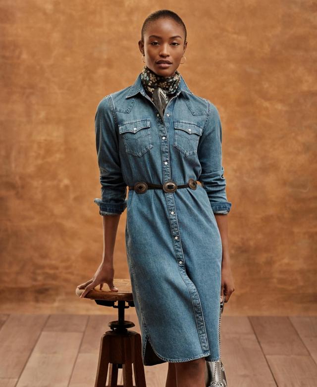 Women's Belted Denim Shirt Dress, Regular & Petite Product Image