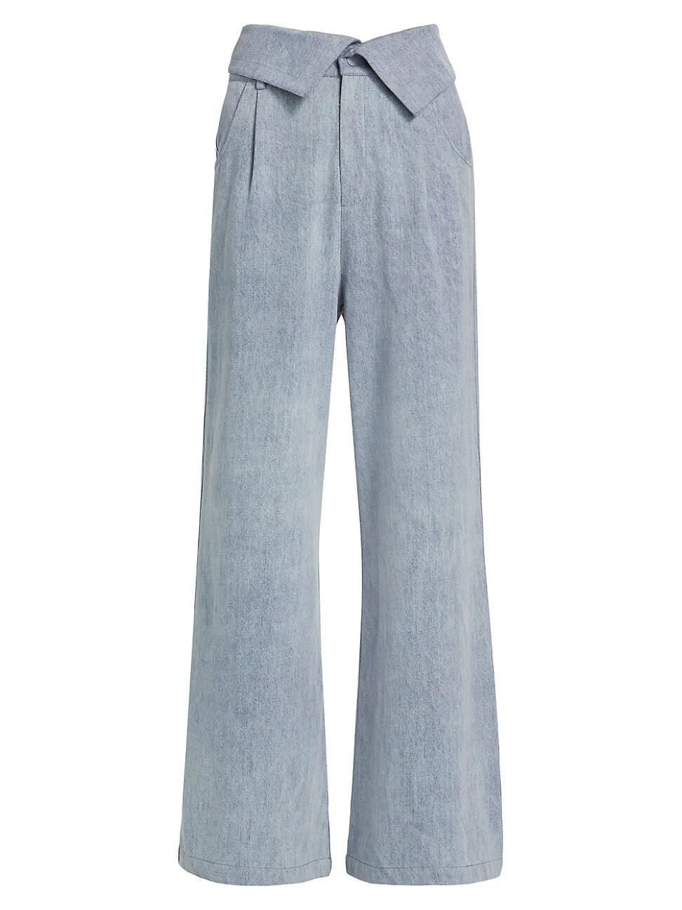 Womens Jesse Wide-Leg Washed Denim Pants Product Image