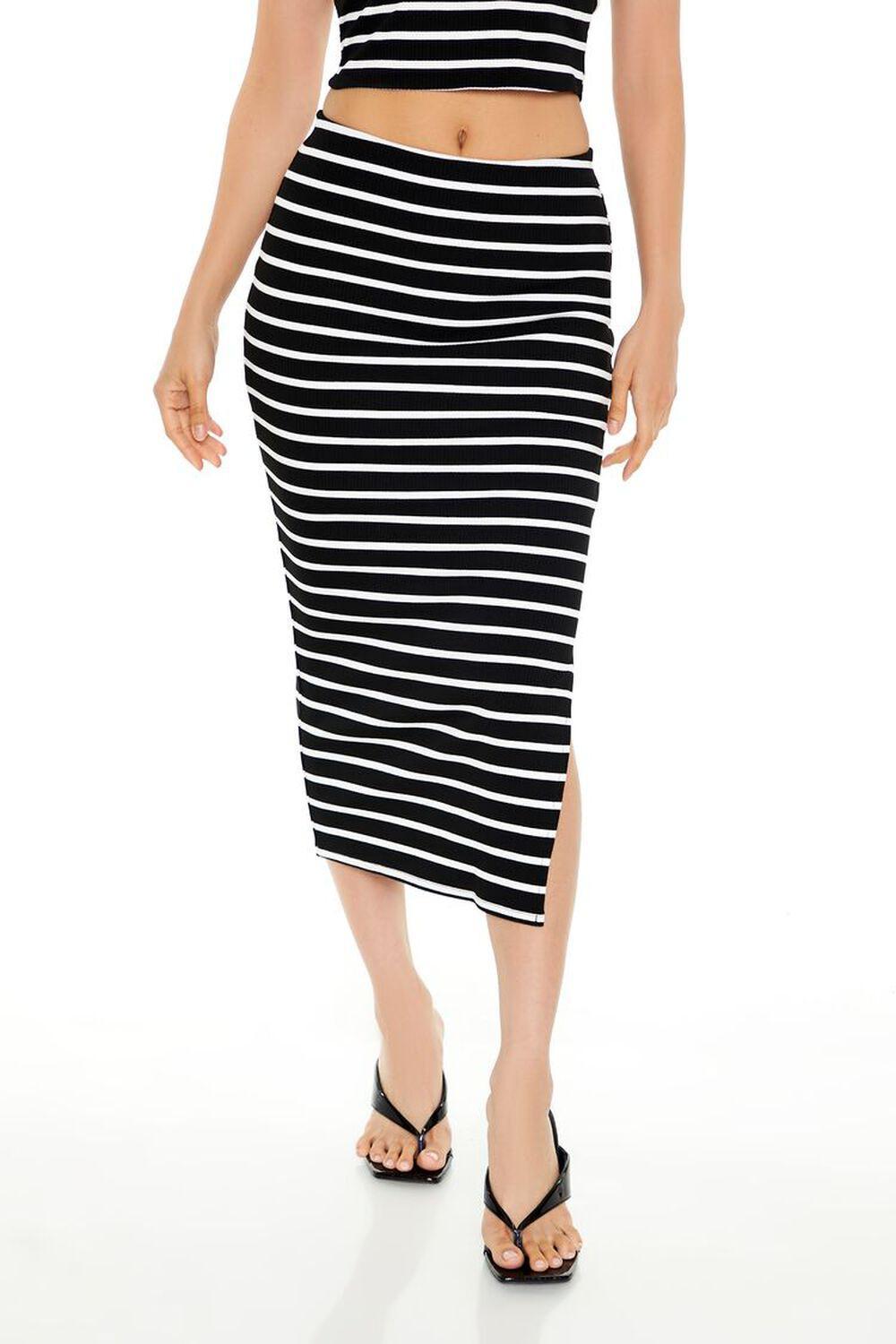 Striped Cropped Tee & Midi Skirt Set | Forever 21 Product Image