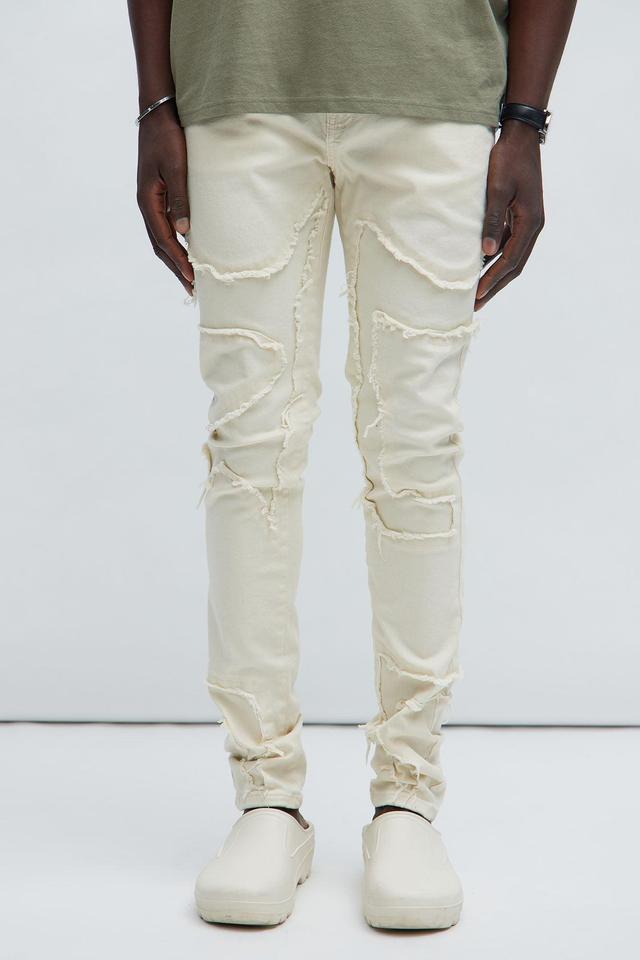 Got Your Back Patched Stacked Skinny Jeans - Off White Product Image