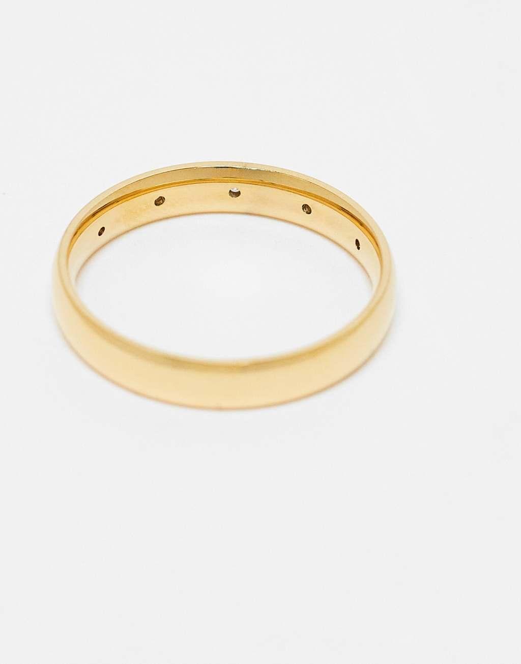 ASOS DESIGN Curve stainless steel ring with star crystal detail in gold tone Product Image