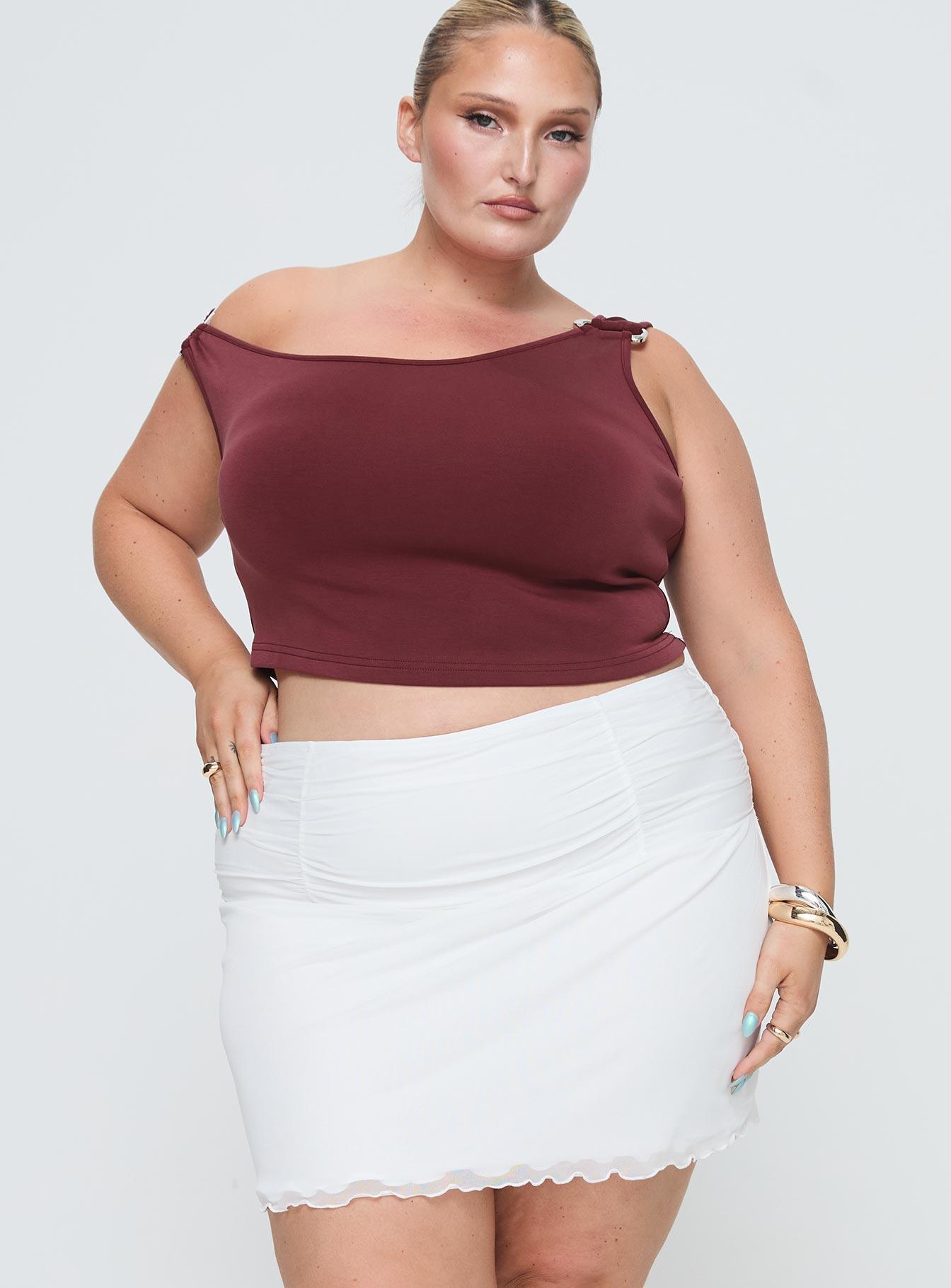 Meredith Ruched Mini Skirt White Curve Product Image