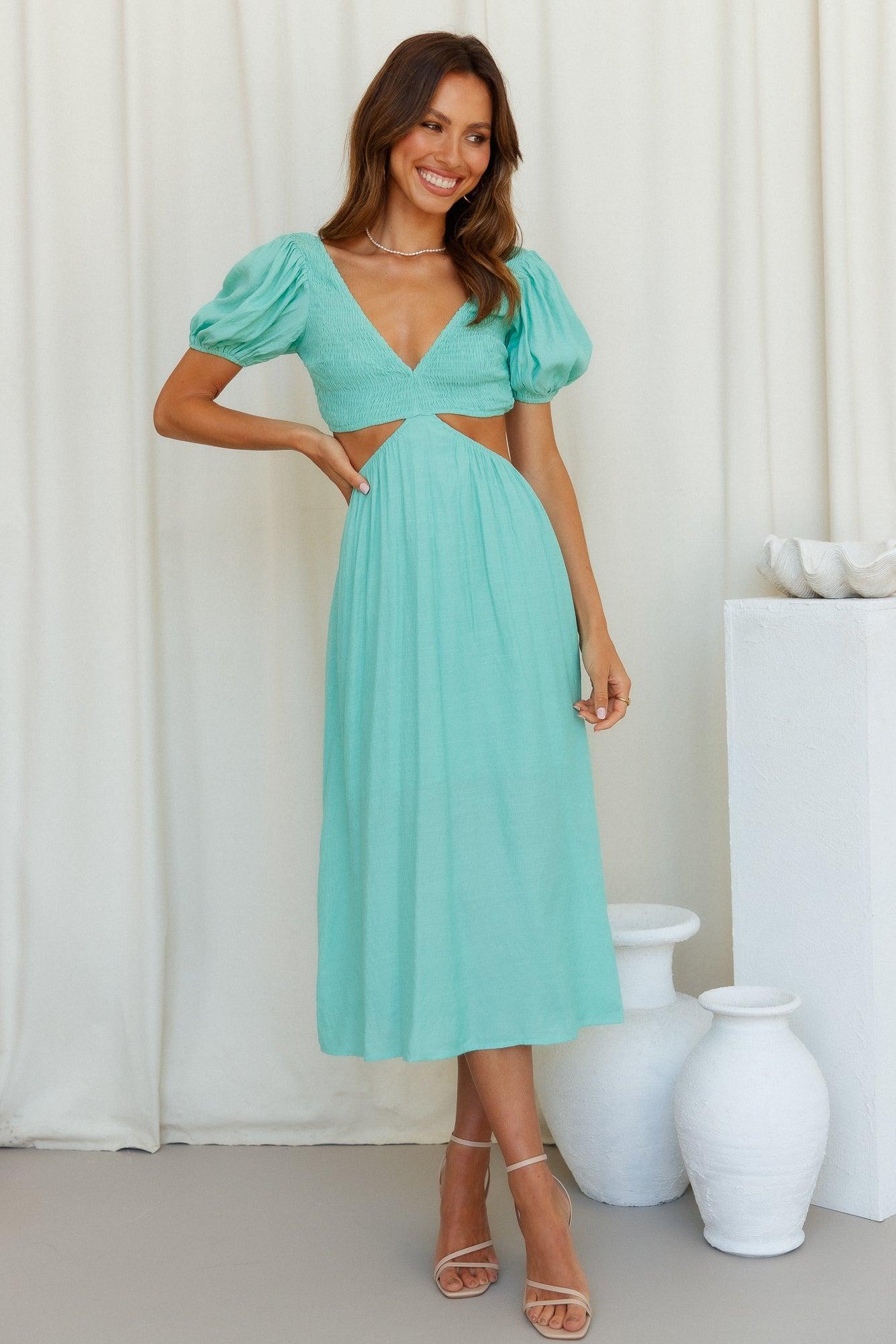 Cute Thang Midi Dress Green Product Image