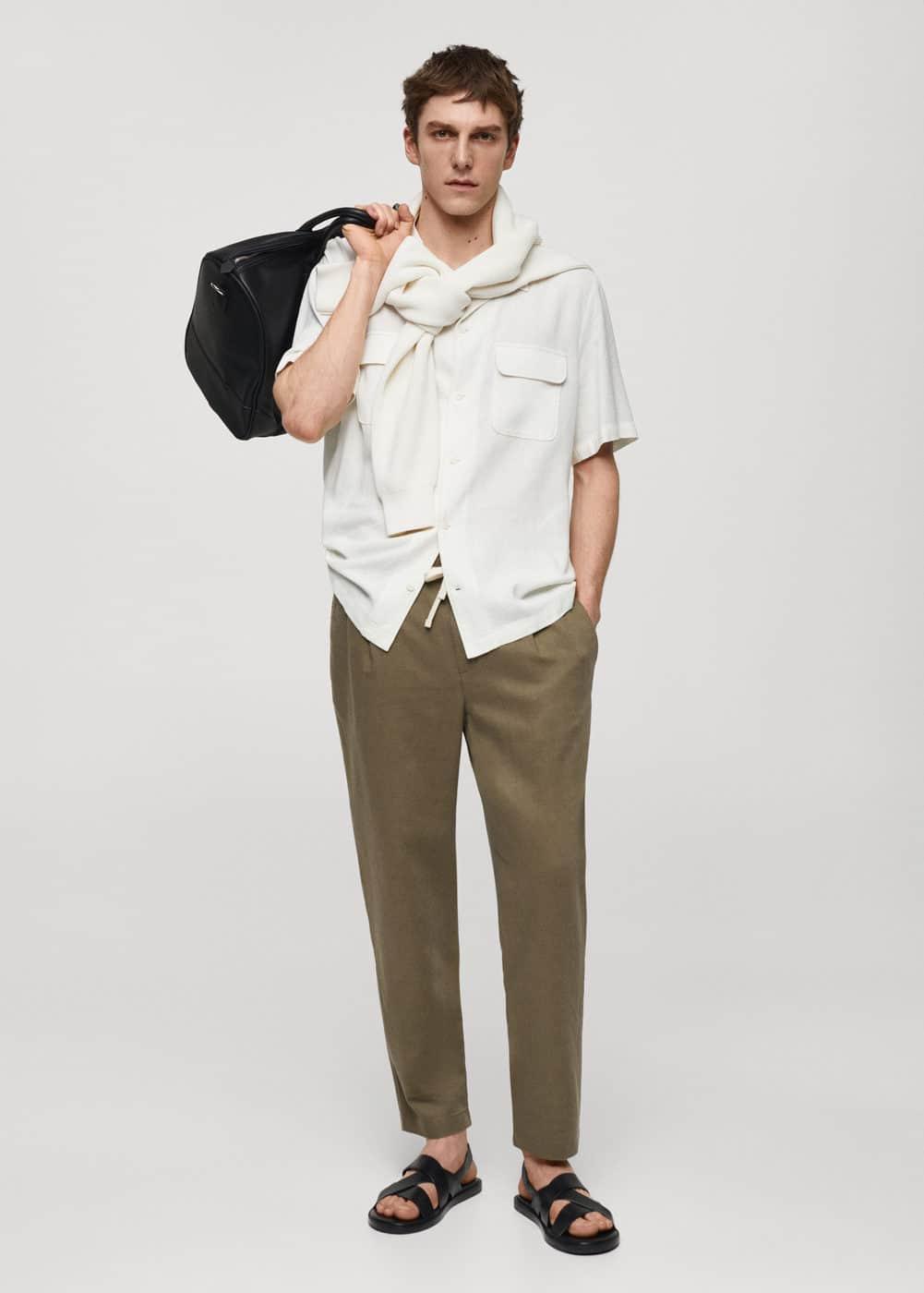 Mango Mens 100 Linen Regular Fit Shirt Pants Set Product Image