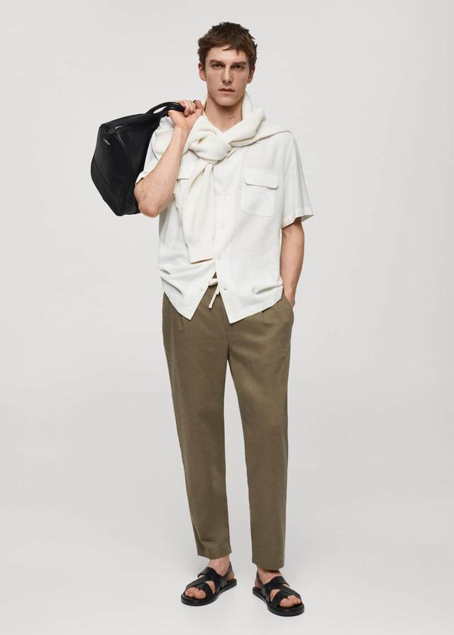 MANGO MAN - Slim-fit pants with drawstring khakiMen Product Image