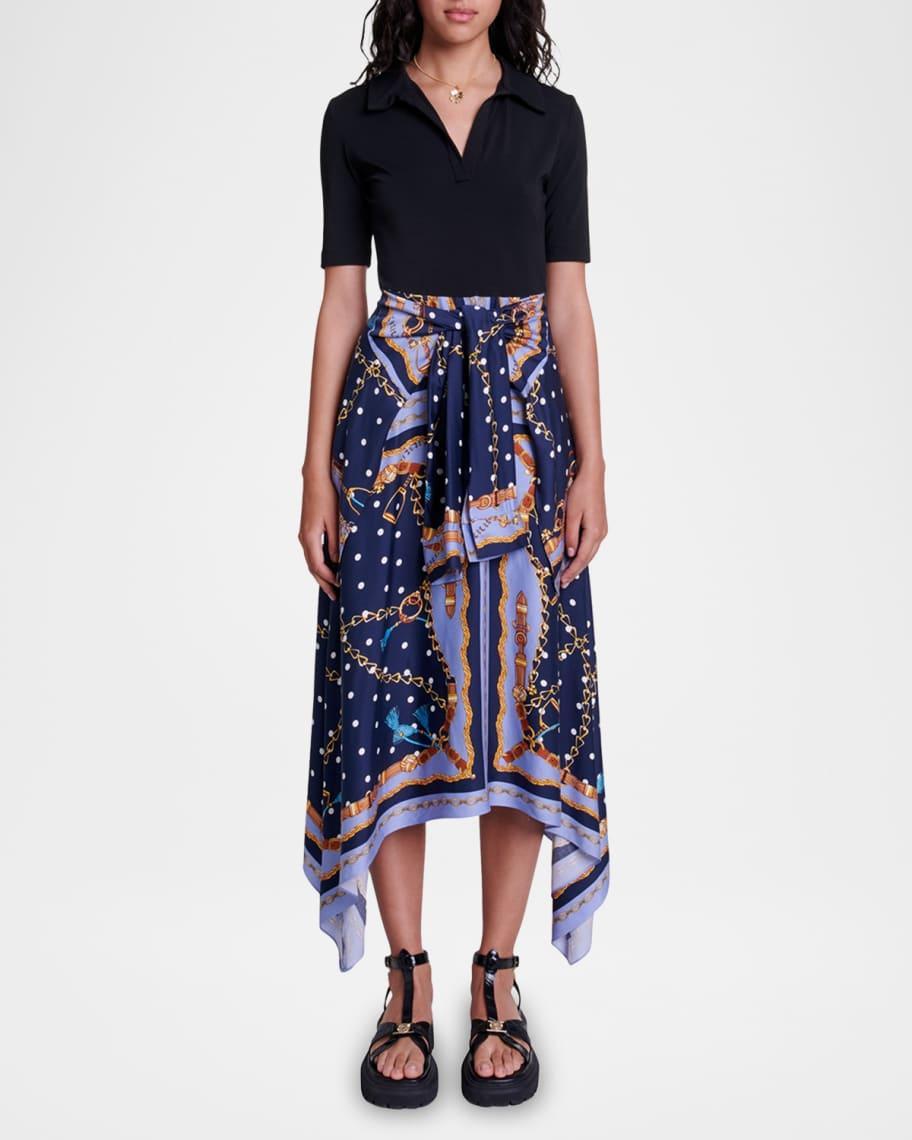 Raprichaine Mixed-Media Handkerchief Midi Dress Product Image