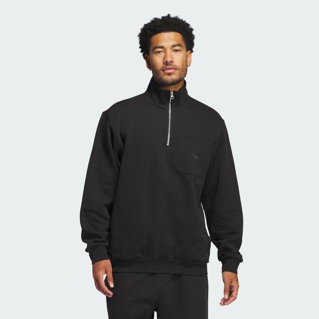 adidas Heavyweight Shmoofoil Quarter-Zip Mock Neck Sweatshirt Black S Mens Product Image