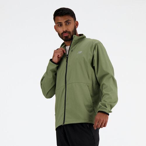 New Balance Mens New Balance Athletics Stretch Woven Jacket - Mens Olive/Gray Product Image