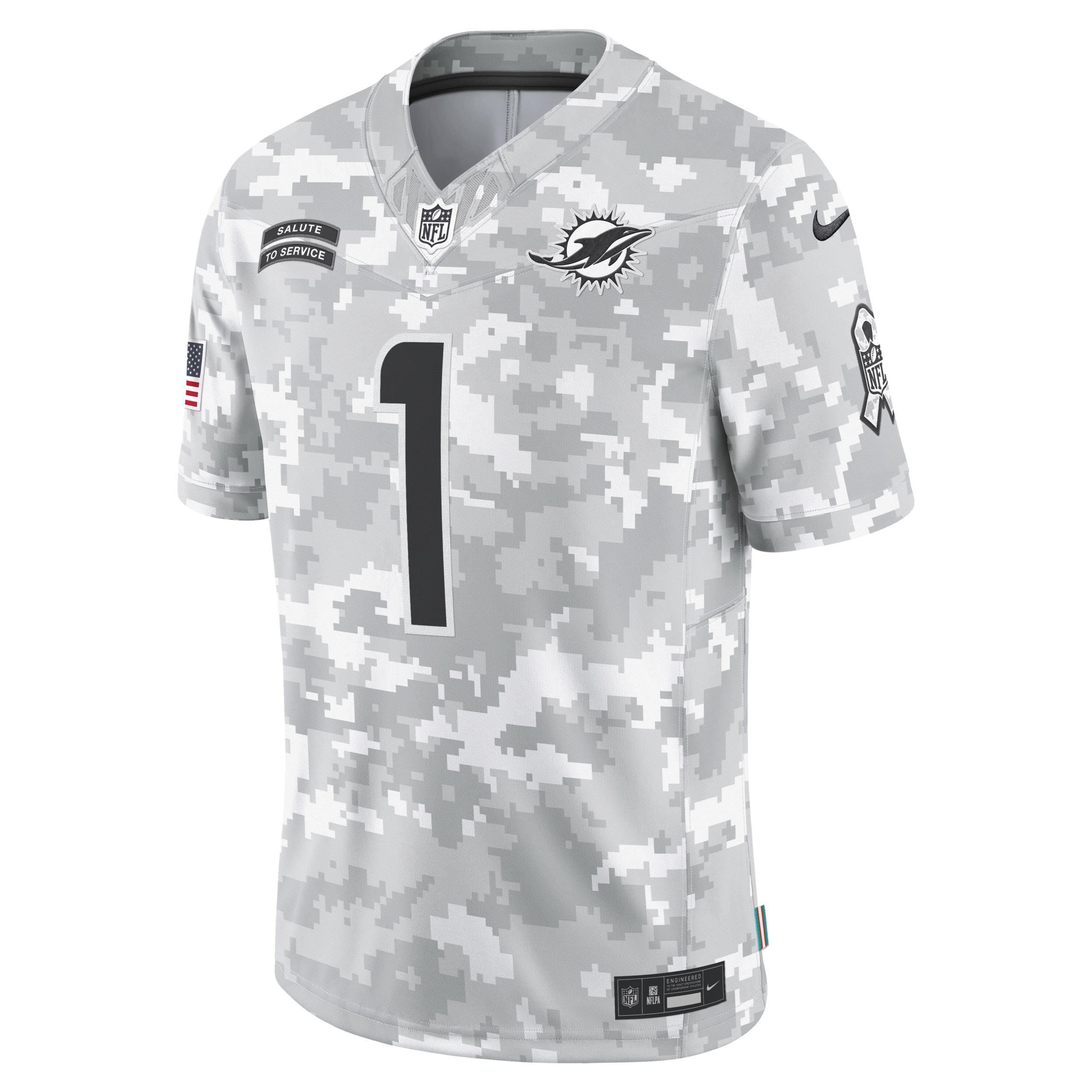 Mens Nike Tua Tagovailoa Arctic Camo Miami Dolphins 2024 Salute to Service Limited Jersey Product Image