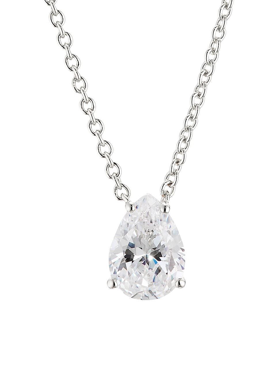 Womens Modern Love Sterling Silver & Teardrop Cubic Zirconia Pendant Necklace Product Image