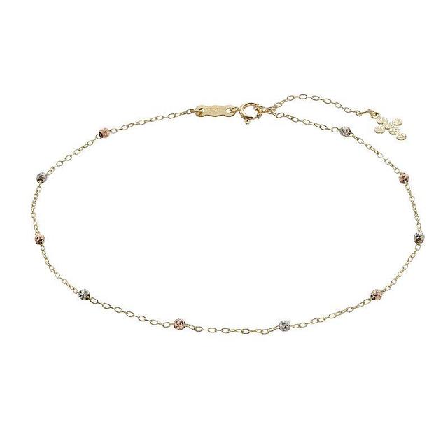 Tri Tone 14k Gold Anklet, Womens 14k  Tone Product Image