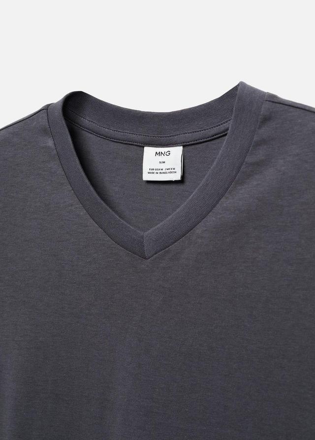 MANGO MAN - Basic cotton V-neck T-shirt dark greyMen Product Image