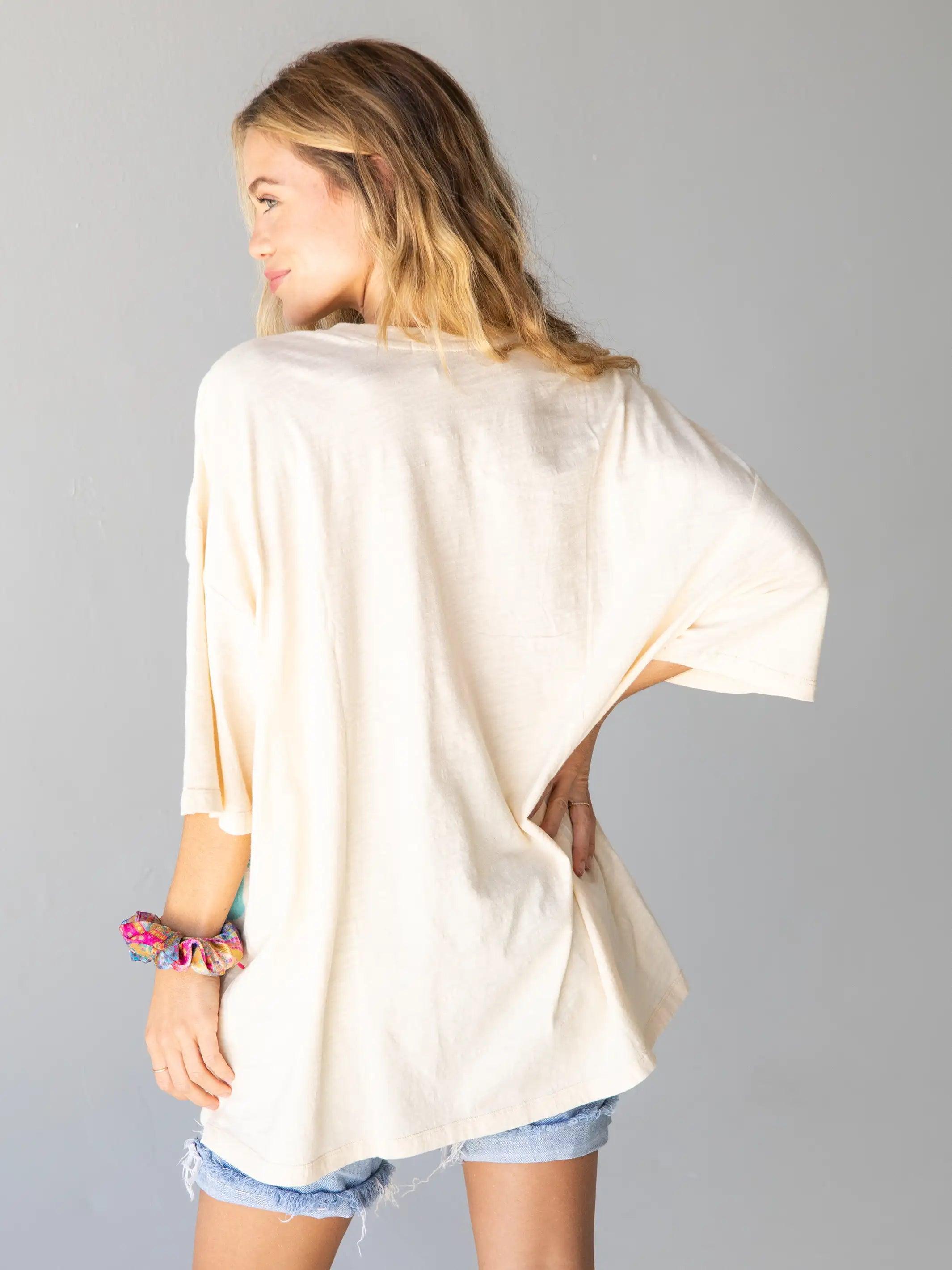 One Size Cotton Easy Tee - Love Cream Product Image