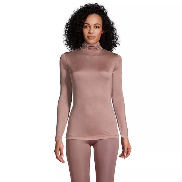 Womens Lands End Silk Interlock Turtleneck Undershirt Pink Quartz Product Image