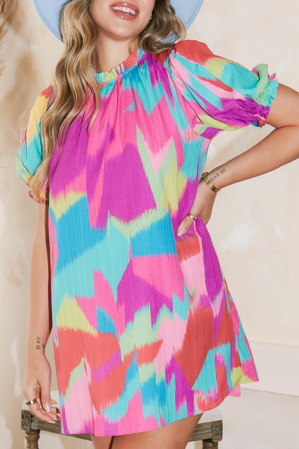 Abstract Print Shift Dress Product Image