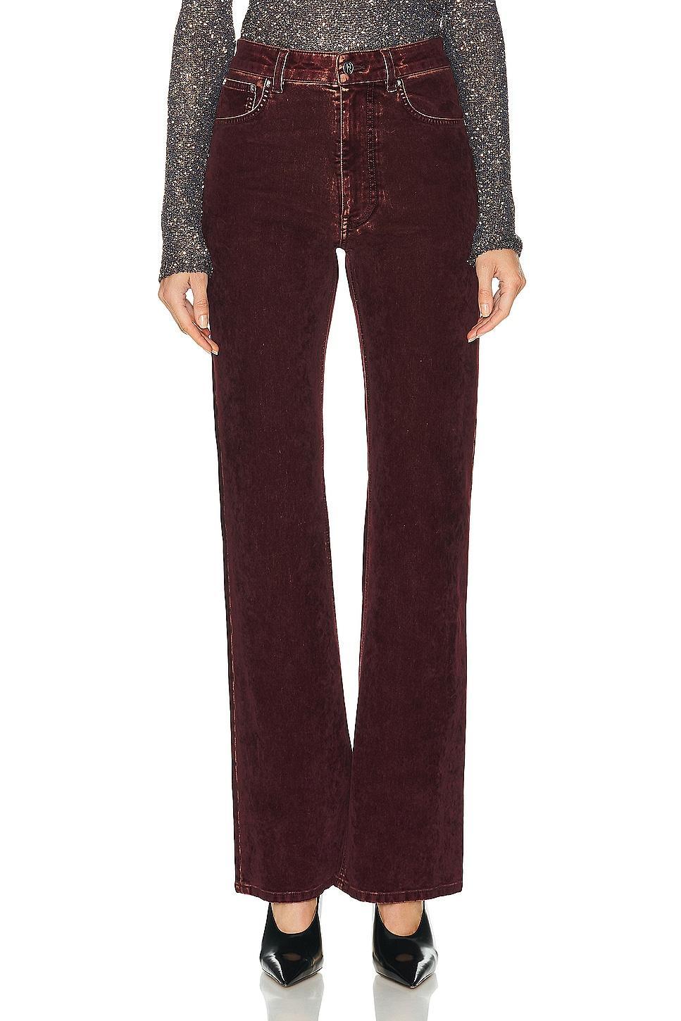 RABANNE Velvet Pants in Burgundy Product Image