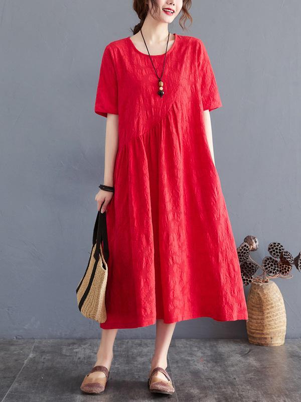 Cotton Blend Solid Color Irregularity Dress Product Image