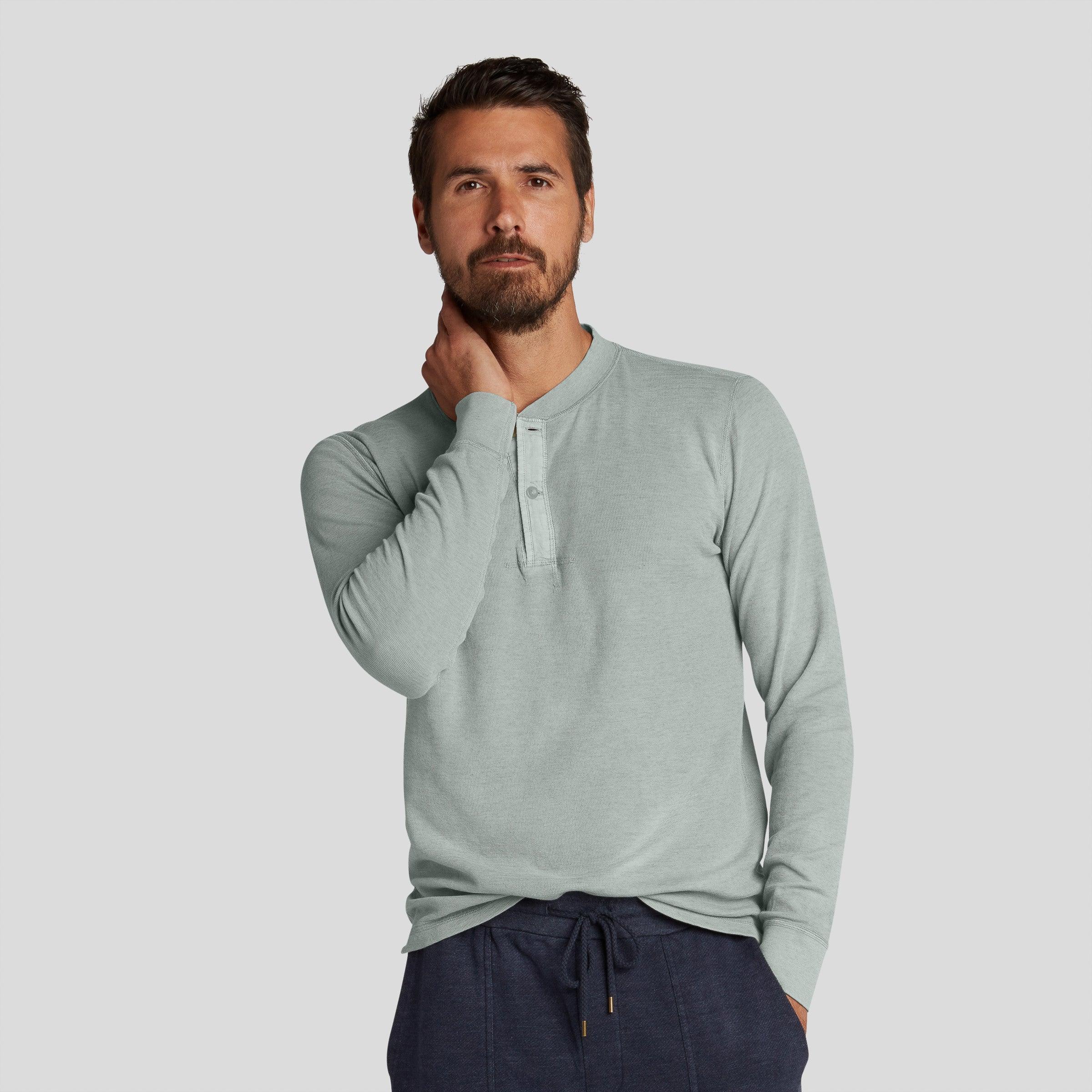 New Windsor Double Cloth Henley - Slate Gray Product Image