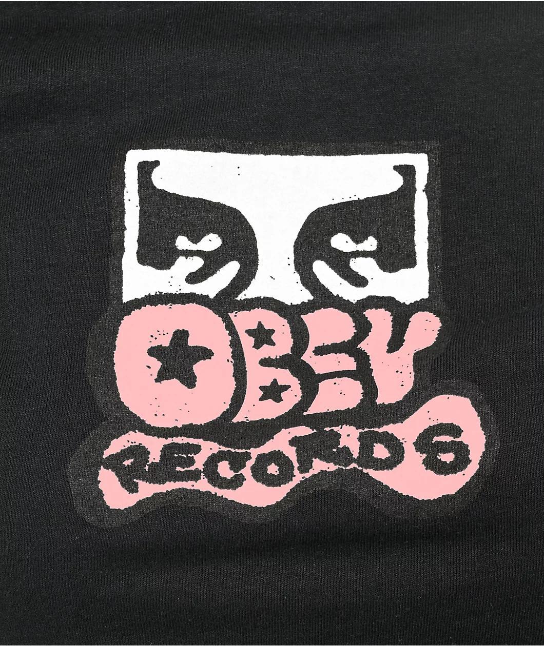 Obey Records Black Boyfriend T-Shirt Product Image