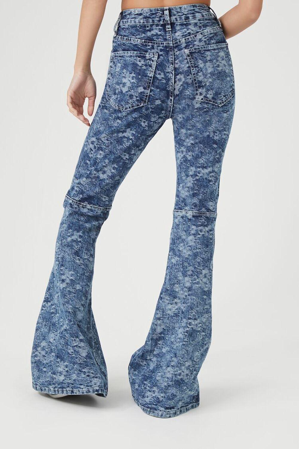 Floral Print High-Rise Flare Jeans | Forever 21 Product Image