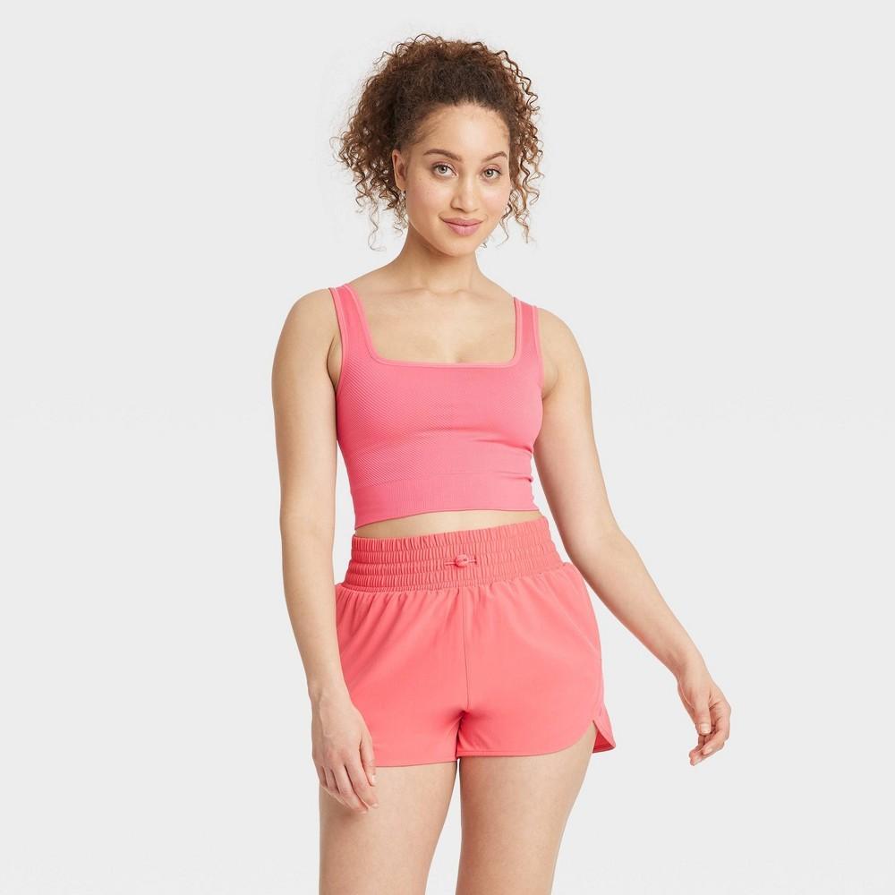 Womens Seamless Square Neck Cropped Tank Top - All In Motion Coral 4X Product Image