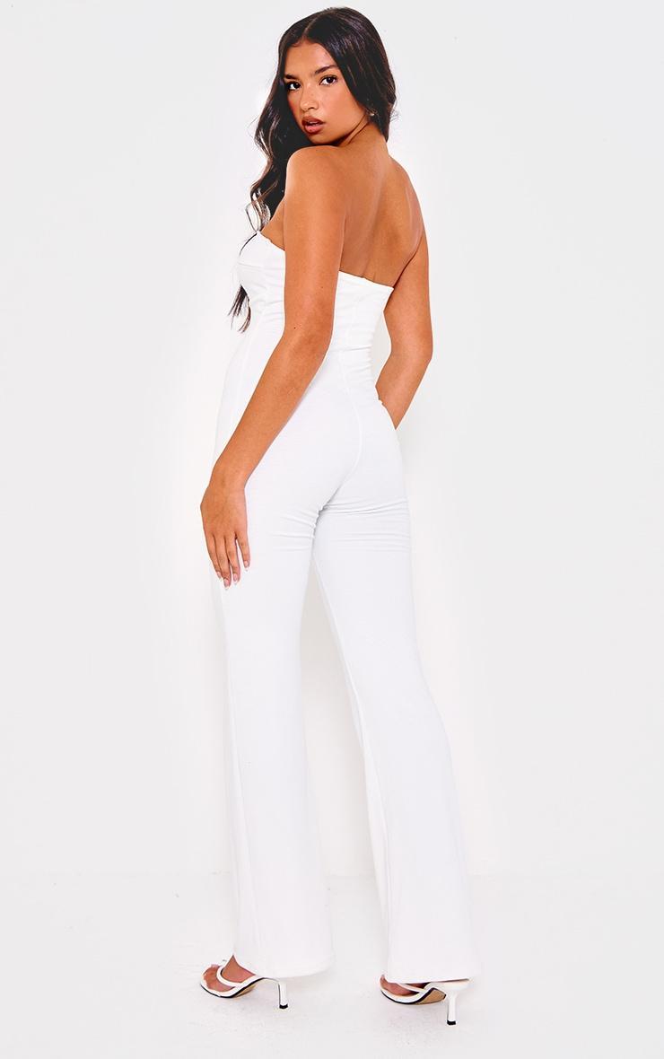  Cream Double Layer Contour Jersey Twist Bandeau Jumpsuit Product Image