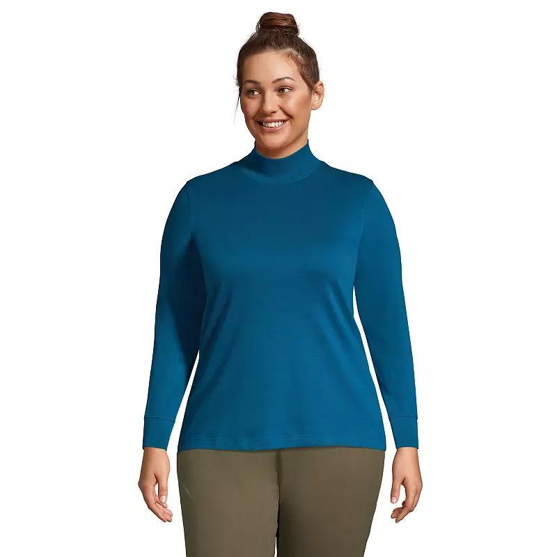 Plus Size Lands End Relaxed Mockneck Top, Womens Rich Brown Product Image