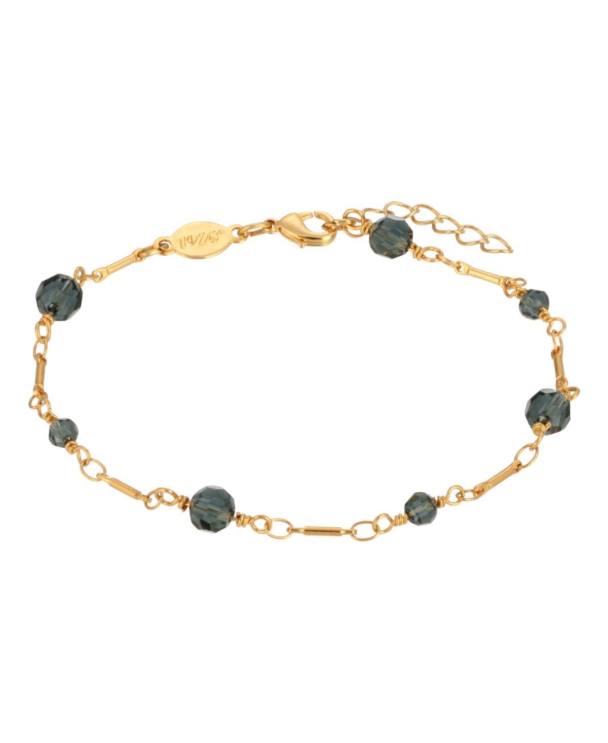 Womens Gold-Tone Blue Beaded Chain Anklet Product Image