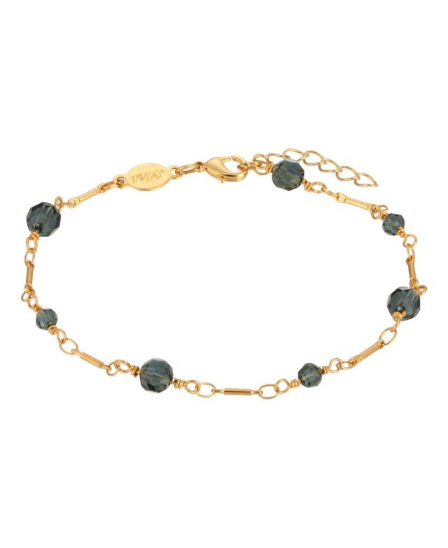 1928 Bead & Bar Chain Anklet, Womens, Gold Tone Blue Product Image