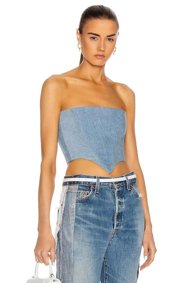 SAMI MIRO VINTAGE Corset Top in Blue. Size S, M, L. Product Image