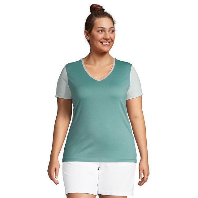 Plus Size Lands End Relaxed-Fit Supima Cotton V-Neck Tee, Womens Product Image