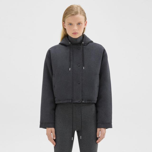 Theory Cropped Parka in Double-Face Wool Flannel  female Product Image