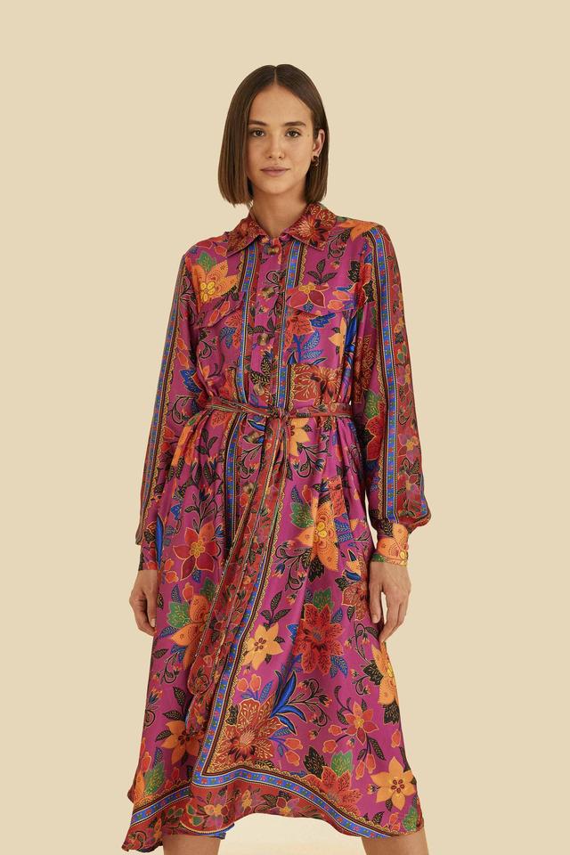 Pink Tropical Tapestry Lenzing™ Ecovero™ Viscose Shirtdress Product Image