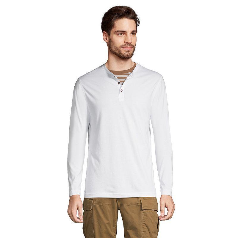 Big & Tall Lands End Supima Jersey Henley, Mens Grey Product Image