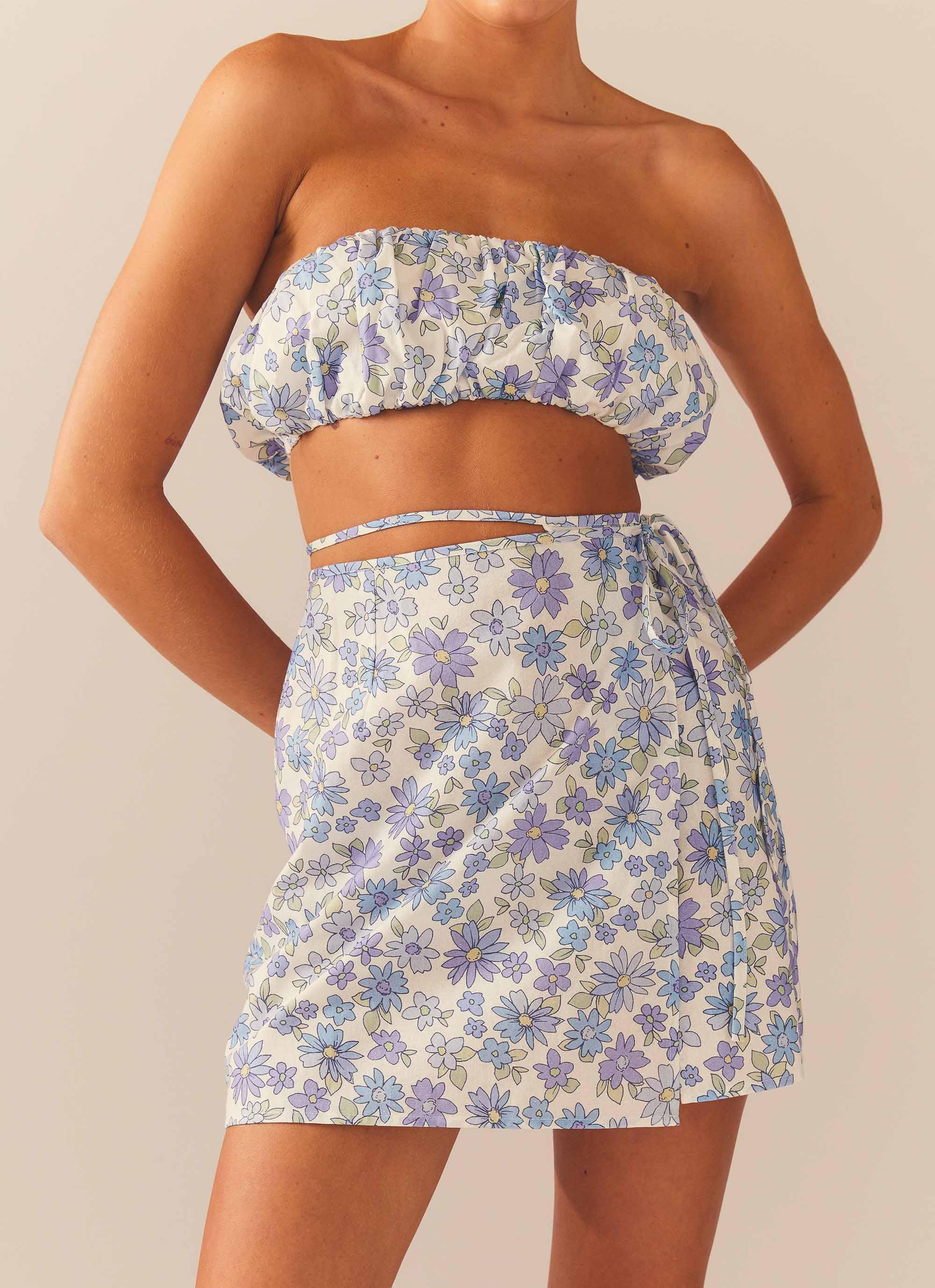 Longing For Less Mini Wrap Skirt - Daisy Chain Product Image