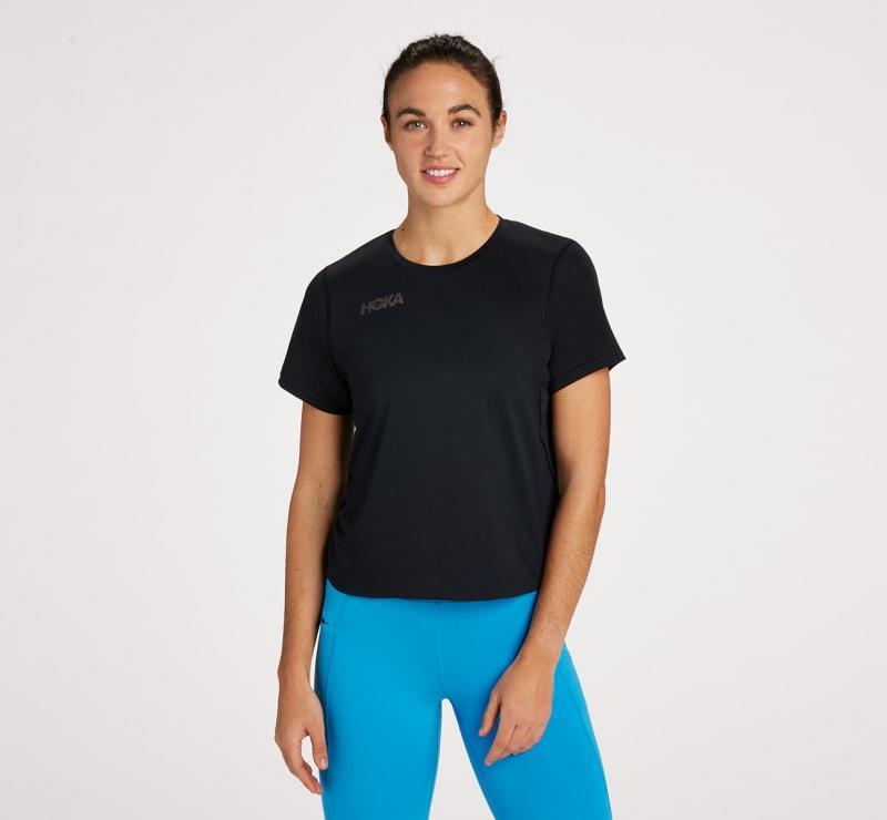 Hoka One HOKA Women's Short Sleeve Shirt in Black, Size XXL Product Image